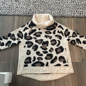 Leopard turtleneck sweater